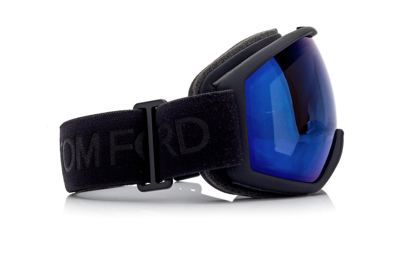 TOM FORD OM SHINY BLACK  / BLUE MIRROR SKI GOGGLES
